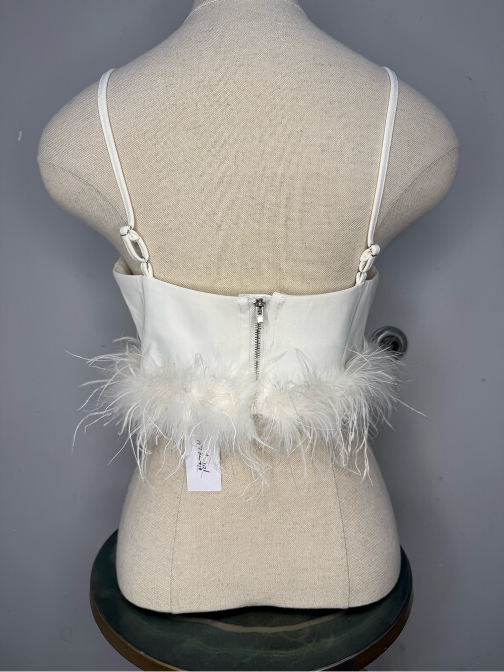 Nasty Gal White Feather-Trim V-Neck Camisole - Picture 4 of 6